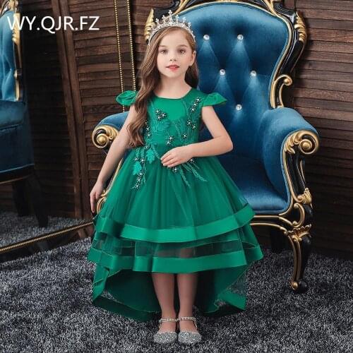 BH-5018#Girls wear Flower boy dress Christmas wedding party dresses Bean powder green Burgundy childrens garments wholesale