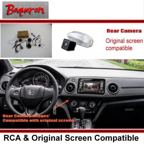 BOQUERON For Honda XRV X-RV 2013~2015 RCA & Original Screen Compatible Rear View Camera / Back Up Reverse Camera Sets