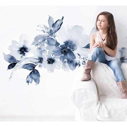 Ink Painting Flower Girl Wall Stickers Home Decor Living Room Modern Nordic Home Kids Room Wall Decal Flowers