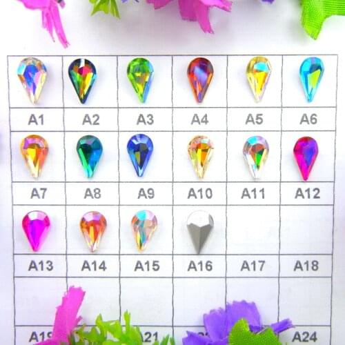AB colors 3*6mm 6*10mm 8*13mm waterdrop water drop teardrop pear shape Glass Crystals rhinestone Glue on ornament diy trimming
