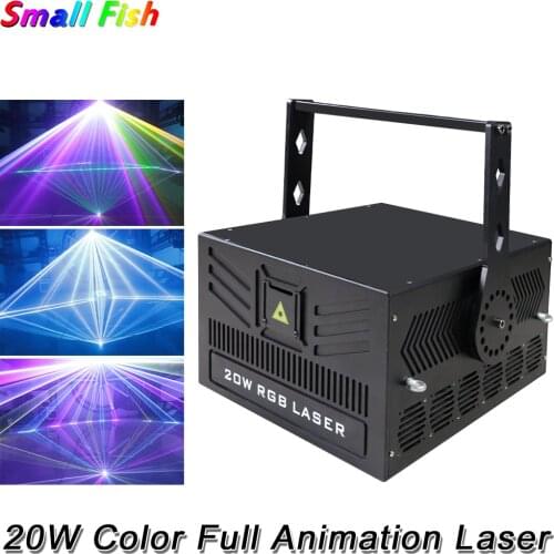 20W Color Full Animation Laser Light Disco 30kpps Galvanometer Scanning RGB Patterns Laser Projector For DJ led Music Party