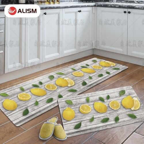 Long Kitchen Mat Wood Grain Fruit Waterproof PVC Digital Printing Leather Floor Mat Carpet PU Oil-proof Mat Anti-slip Household