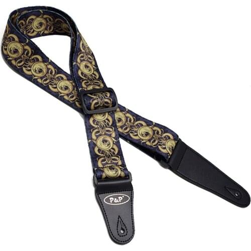 Gold Pattern Guitar Strap Electric Guitar Acoustic Guitar Folk Guitar Bass Strap