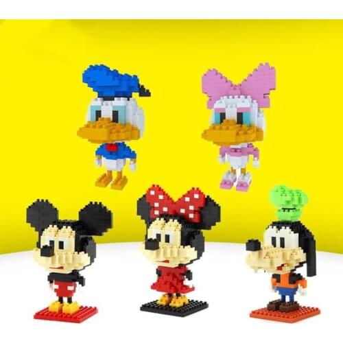 Disney Cartoon building Minnie Mickey Mouse donald duck plastic blocks characters teaching units action figures toys for kids