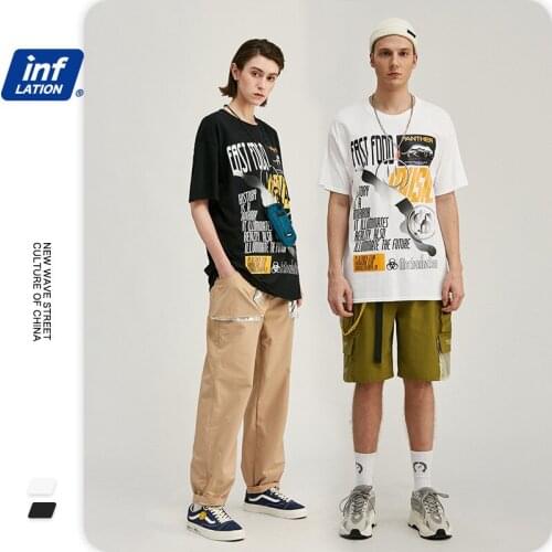 Fashion Panther Music Printing Middle Sleeve T-Shirt High Street Trend Hip-Hop Cotton Unisex T Shirt NO45