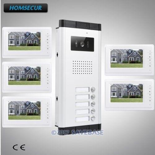 HOMSECUR 7" Multi Apartment Video Door Phone Intercom Kit with Outdoor Monitoring