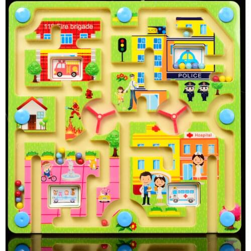 Two-in-one toy magnetic maze Flying chess, Childrens Early Education Intelligence Toys, Kids' Floor Games wooden Sliding puzzle