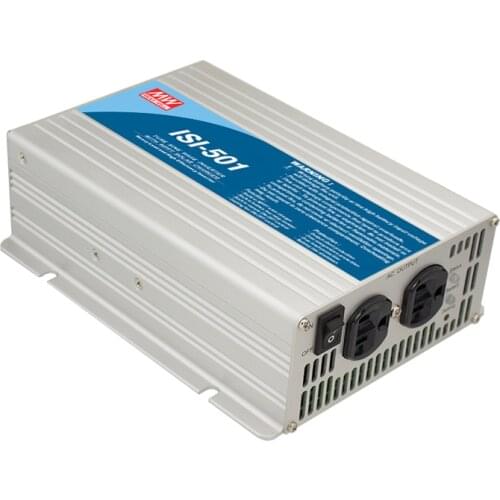 ISI-501-112/124/148/212/224/248 500W Meanwell True Sine Wave DC-AC Inverter with MPPT Solar Charger 100-240VAC 10.5-60VDC