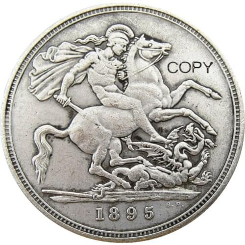Great Britain 1895 silver crown Queen Victoria veiled head Silver Plated Copy coin
