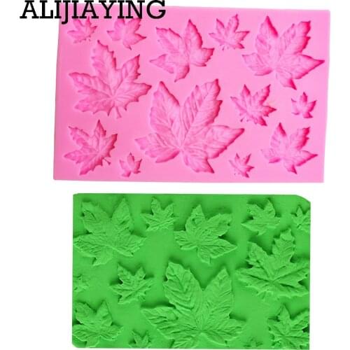 M0973 1Pcs Maple leaf Silicone Mold,Leaves Sugarcraft Cake Decorating Tools,Fondant Chocolate Molds Cake Border Mould