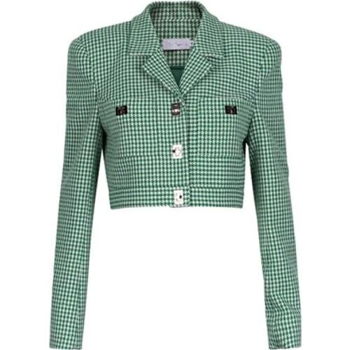 Small fragrant houndstooth wool short jacket women autumn winter heavy industry high waist tweed outwear