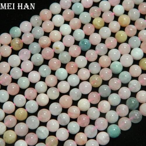Meihan Free shipping (2strands/set/44g) 6mm natural Madagascar beryl smooth round charm gem stone for jewelry making design