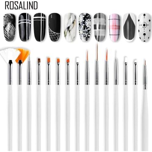 ROSALIND Nail Brushes Set for Manicure DIY Tool Set 3D Gel Acrylic Brushes Liner Pen Nail Art Brush For Nails Design
