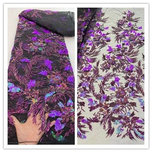 New Arrival Tulle Fabric Lace Latest Nigerian Sequin SYJ-368687 Fabric 5 Yards Net Lace For Party Dress