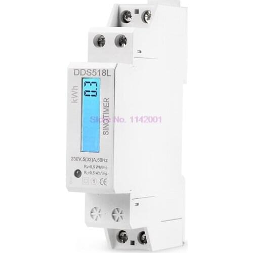 10pcs LCD Single Phase LCD Backlit Wattmeter Power Consumption Watt Energy Meter kWh AC 5-32A 230V Electric Din Rail Mount