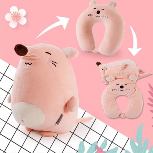 ICozzier shaped Pillows Travel Outdoor Portable Pillow Neckrest Travel Folding Slow Rebound Train Plane Office Travel