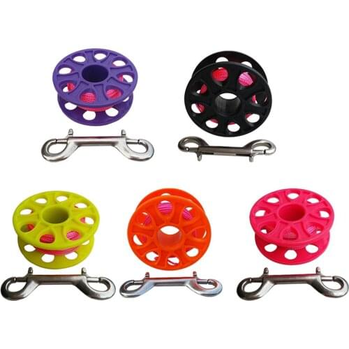 MagiDeal 18m / 30m Plastic Dive Reel Spool with Safety Bolt Snap Clip for Wreck Cave Technical Scuba Diving Snorkeling - 5 Color