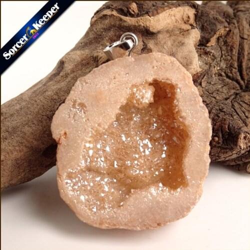 Irregular Natural Stone Pendulum Gold Plating Rainbow Crystal Druzy Pendants Sparkling Charms Necklace For Jewelry Making YS903