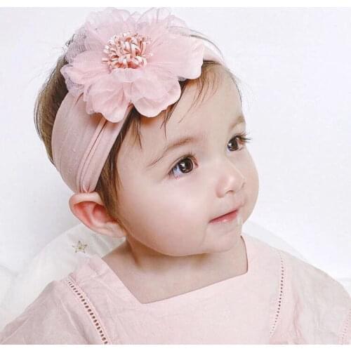 Flower Headband Kids Girl Hair Accessories Nylon Soft Bowknot Turban Fashion Fabric Headband