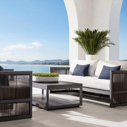 New Chinese Villa Leisure Rattan Chair Sofa Balcony Outdoor Courtyard Garden Combination Single