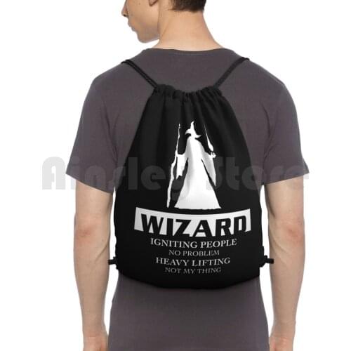 Wizard Inverted Backpack Drawstring Bag Riding Climbing Gym Bag D D And Pathfinder D20 Wizard Mage Fire Fireball Spell