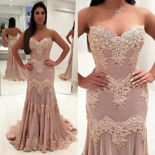 Elegant Mermaid Evening Dresses Lace Appliques Formal Party Gowns Sweetheart Tulle Prom Dresses robe de soirée de mariage