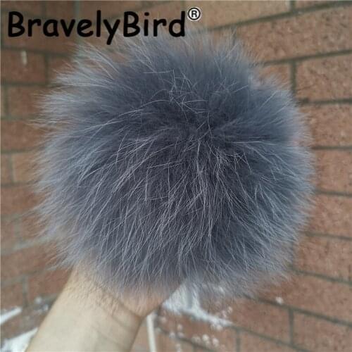 Grey Real Fox Fur Pompoms 5pcs/lot Fluffy 13cm Natural Fur Pom Pom For Knitted Skullies Hats Caps Scarf Beanies Bags Key Chain