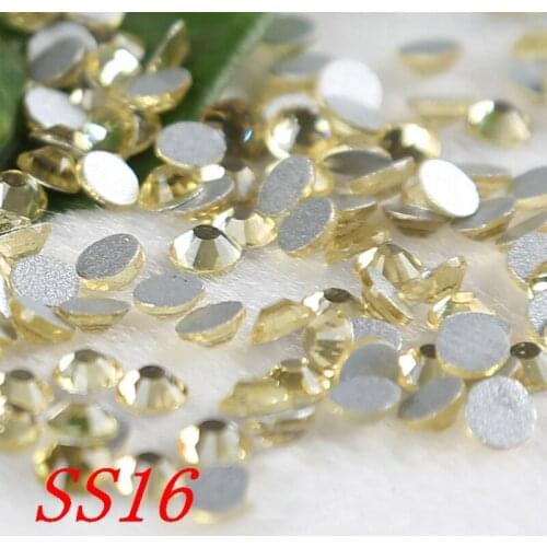 SS16 1440PCS light topaz Flat Back Non Hotfix Nail Art Glue On Rhinestones
