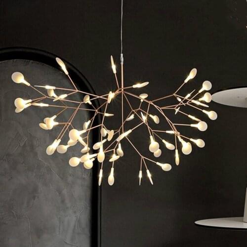 Post-Modern Led Firefly Chandelier Simple Acrylic Leaf Chandelier Room Lamp Living Room Art Lamp Hanging Lights Hanging Shells