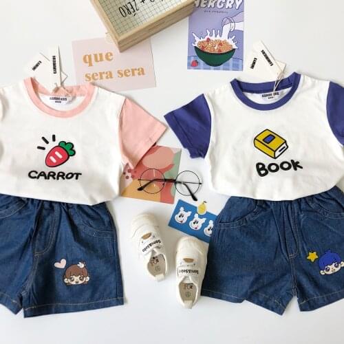 Tonytaobaby Summer Original Cartoon Design Knitted Casual Suit Childrens Clothing Kids Clothes