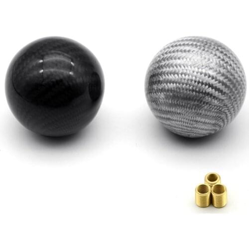 Universal Carbon Fiber Car Gear Shift Knob Shifter Lever Round Ball Shape