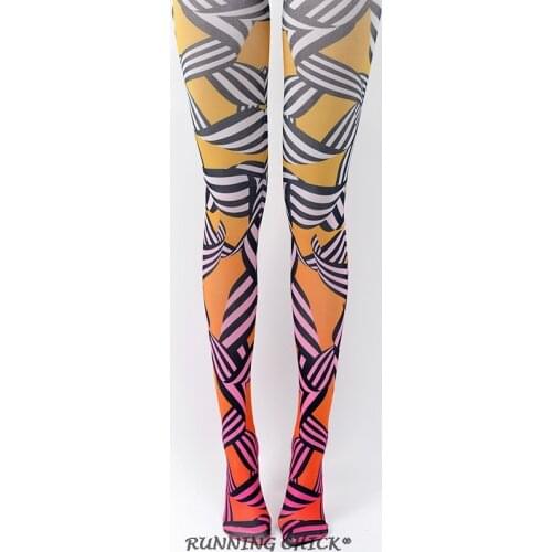 Gradient Color Stripe Pantyhose Spring Backing