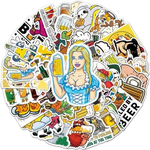 10/30/50PCS Beer Creative Trend Graffiti Sticker Laptop Phone Guitar Car Gift Toy Waterproof Sticker Wholesale