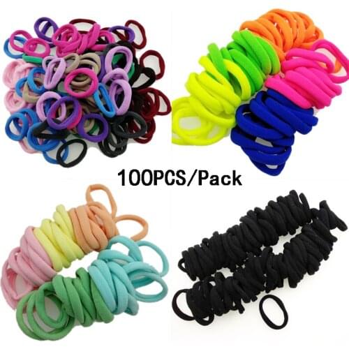 100pcs/Bag Girl Braider Candy Color Elastic Hair Ties Band Rope Ponytail Bracelet Hair Holder