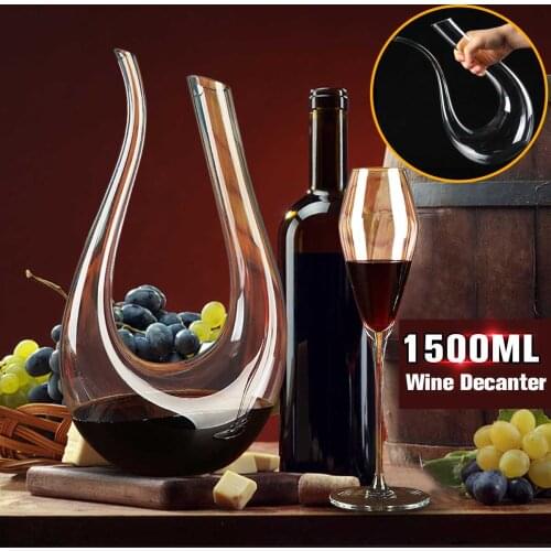 1500ml U-shaped Horn Wine Decanter Handmade Crystal Wine Brandy Champagne Glasses Decanter Bottle Jug Pourer Aerator For Family