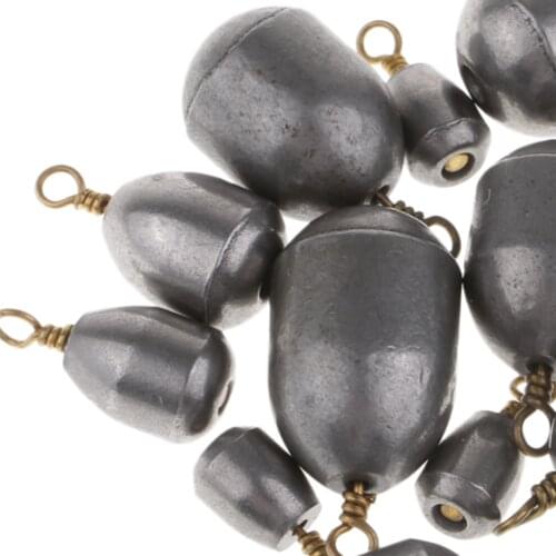 18pcs 6 Mixed Sizes Fishing Sinker Iron Weights Bass Casting Sinker with 360° Rotation Swivel