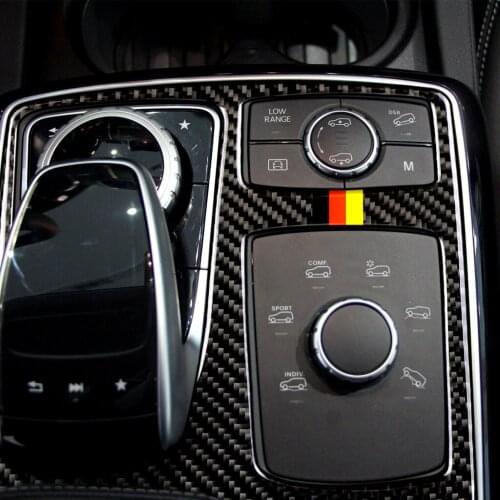 195x197mm Car-styling Black Carbon Fiber Central Console Trim Frame Sticker for Mercedes GLE/GLS