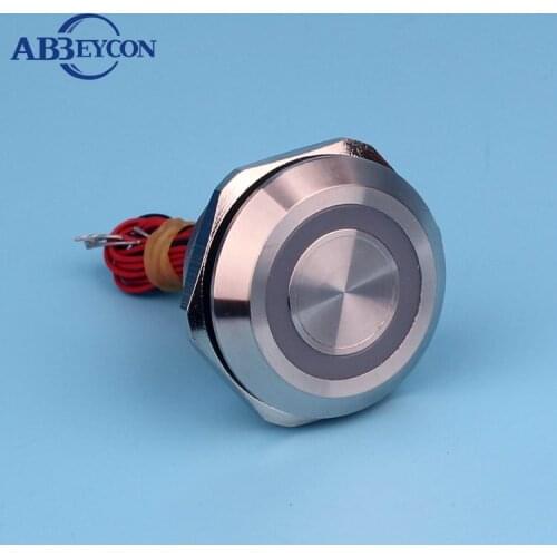 25mm Momentary Stainless Steel O-Ring LED Iluminated Light Vandal Resistant IP68 Waterproof 5 Coclor Wires Piezo Button Switch
