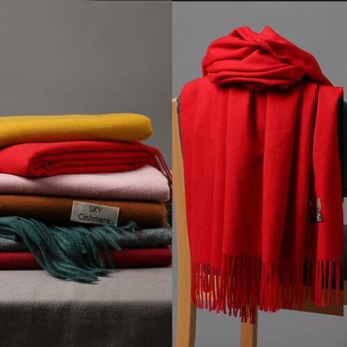 250G SKY Cashmere 2020 Winter New Solid Scarf Luxury Women Artificial Cashmere Pashmina Scarves Soft Travel Blanket Wraps
