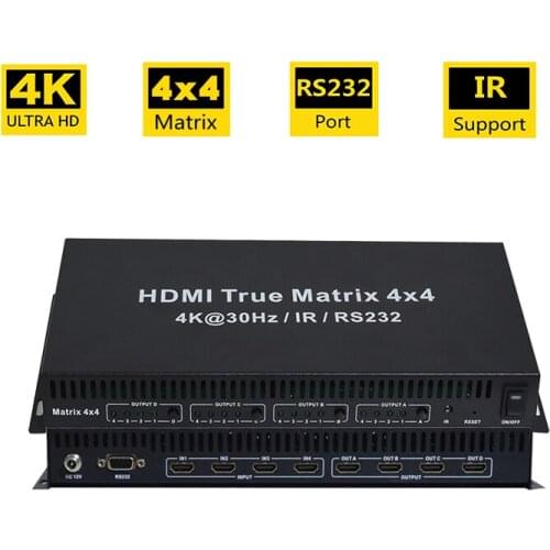 4K 30Hz HDMI True Matrix Splitter 4x4 HDMI Switch 4 in 4 out HDMI Switcher with IR RS232 For PS4 HDTV Computer