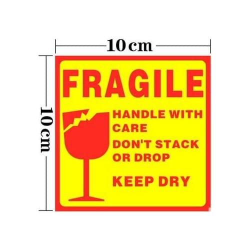 500pcs FRAGILE HANDLE WITH CARE10x10cm Self-adhesive Shipping Label Sticker
