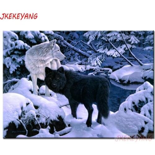 5D Diy diamond painting Snow White and Black Wolf Diamond Mosaic sale Rhinestone Embroidery cross stitch Y3664