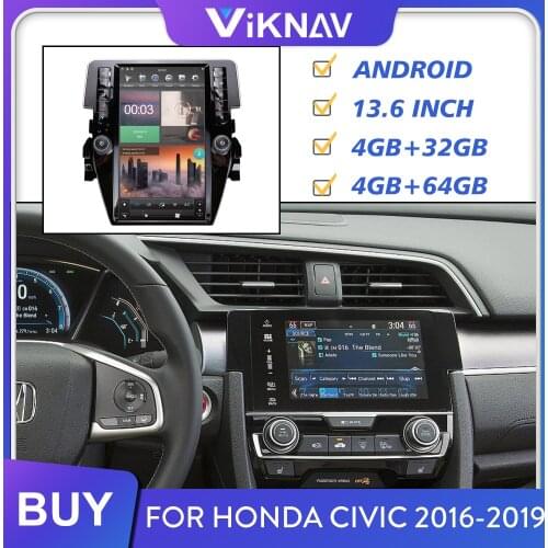 For Honda Civic 2016 2017 2018 2019 Android Car Radio Stereo Multimedia Player Head Unit Tape Recorder 2din 13.6 Inch