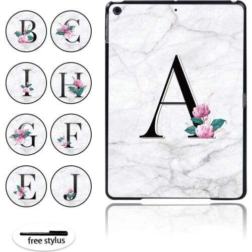 White Marble Plastic Hard Shell Case Cover for Apple IPad / Mini / Air / Pro Tablet Anti-fall Protective Cover + Pen