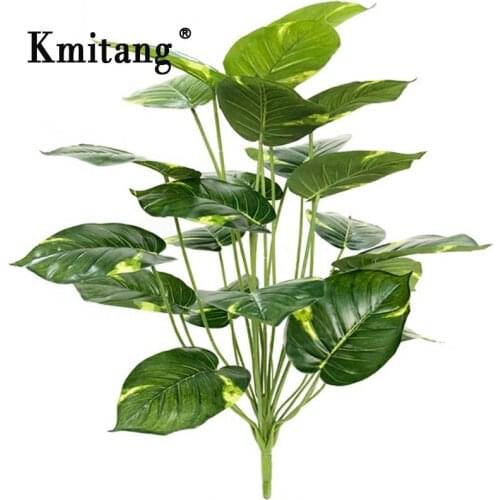 65cm 18forks Large Artificial Monstera Tropical Plants Fake Palm Tree Bouquet Green Plastic Leaves For Home Hawaiian Party Decor