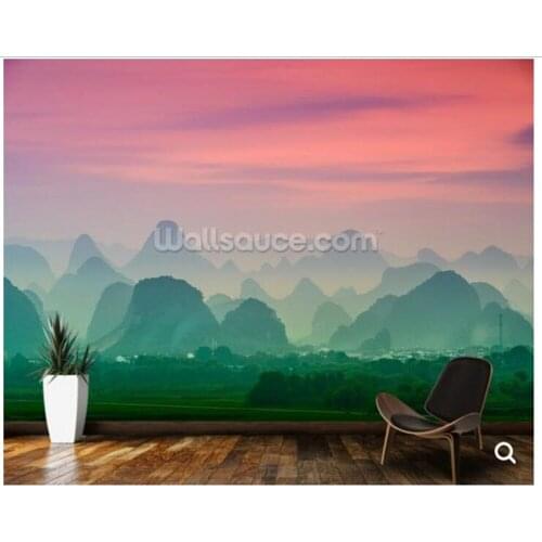 Large Chinese Wallpaper,Karst Mountains of Guilin,Natural Landscape Photo Mural For Living Room Hotel KTV Background Wallpaper