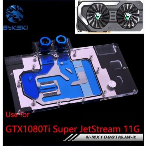 BYKSKI Water Radiator Block use for Palit GTX1080TI GameRock/MAXSUN GTX1080Ti Super JetStream/Full Cover GPU Copper Block RGB