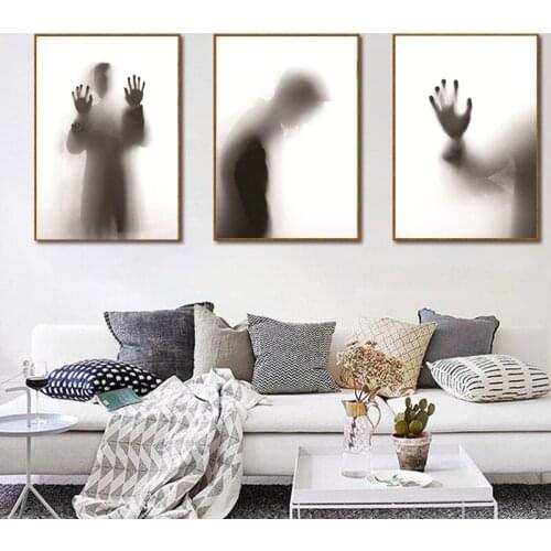 Mordern Black And White Man Shadow Poster Prints Photo Nordic Style Girl Portrait Pictures Wall Art Home Decor Canvas Painting