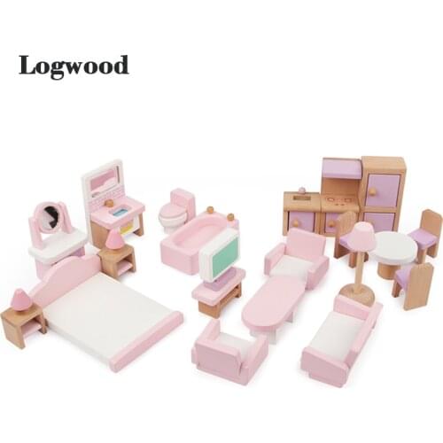 Baby Toys 22Pcs Pink Strawberry Simulation Small Furniture Toys Doll house For Kids Pretend Play Children Educational Gift