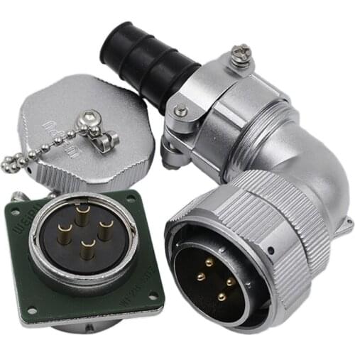 WY28 M28 Right Angle 90 Degree Male Plug Female Socket Electric Cable Waterproof Connector TV+Z 2 3 4 7 10 12 16 17 20 24 26 Pin